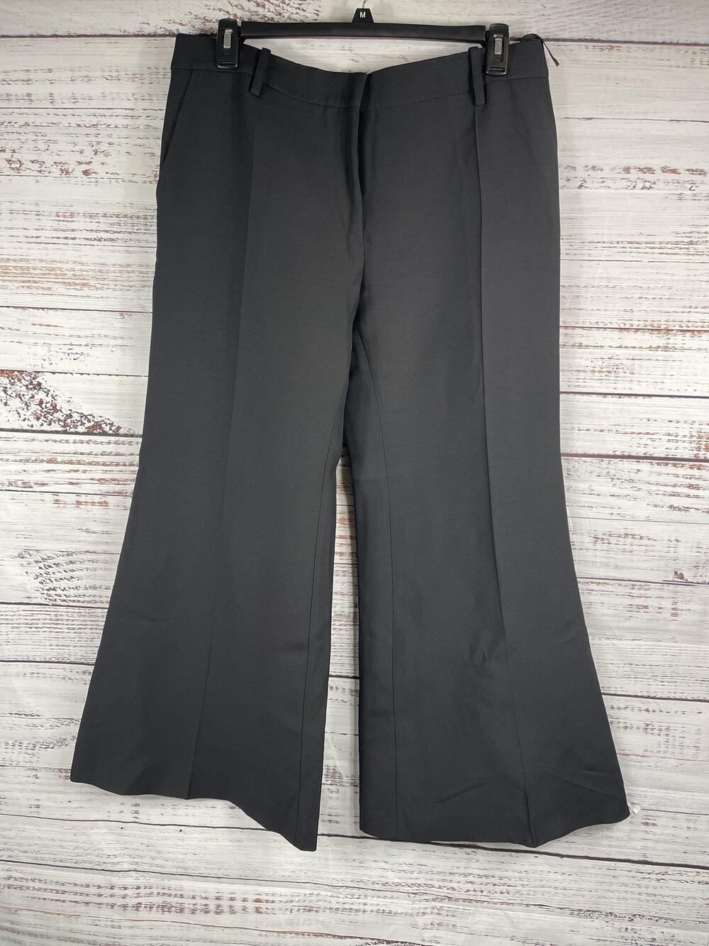 Valentino Pants Womens 14 Black Wool Silk Flare Dress Trouser Italy New RB0RB310